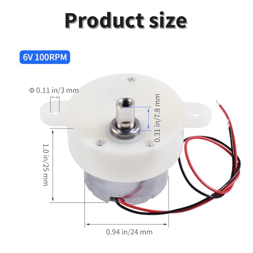 DC 6V 100RPM Gear Motor, High Torque - size: 1pcs 6V 100RPM