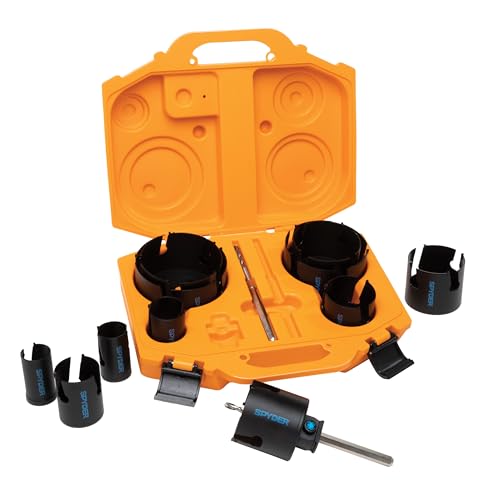 Spyder 14-Piece Carbide Tipped Deep Cut Hole Saw Kit, 11 Hole Saws, 1 Arbor, and 2 Pilot Bits, Rapid Core Eject Arbor System - size: 14-Piece Set