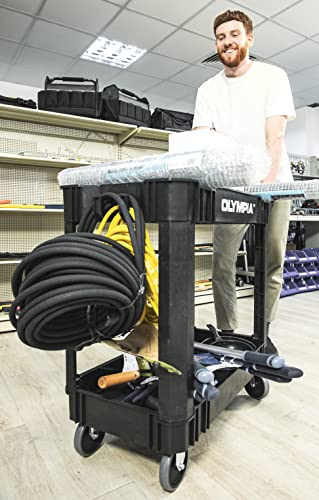 Olympia Tools HDPE Rolling Garage Utility Cart, 2 Shelves, 500 Lb, Black - size: 500 Lb