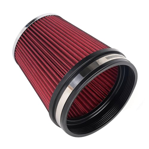 6" 152 mm High Flow Inlet Air Filter, Air Intake Cone Filter Replacement Performance Washable Clamp-On Dry, 6'' Tall(Red) - color: 6'' Tall-Red