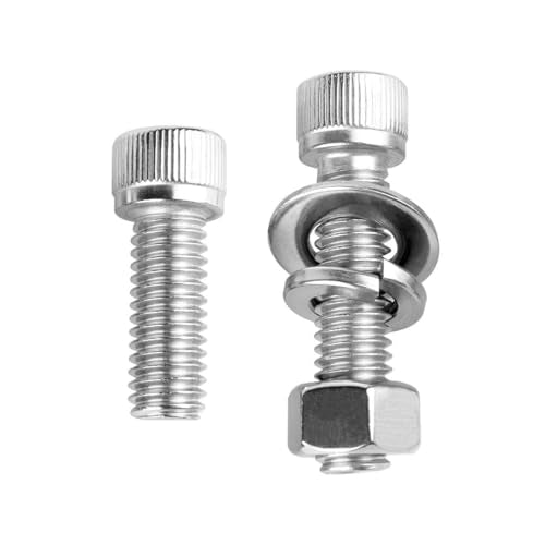 3/8-16 x 1-1/2" Socket Head Cap Screws Allen Hex Bolts with Hex Nuts and Flat & Lock Washers, 304 Stainless Steel Machine Thread, 6Sets Silver - color: Silver, size: 3/8-16 x 1-1/2" (6Sets)