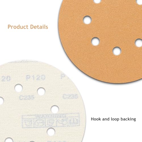 50 PCS 120 Grit 5 Inch 8 Hole Sanding Discs - style: 120 Grit,50-Pack