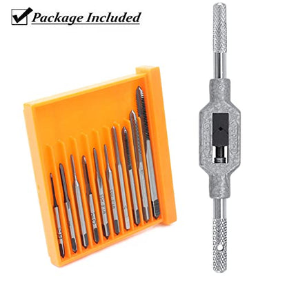 10pcs Micro Taps Bit Small Hand Screw Thread Taps M1-M3.5 with Tap Wrench