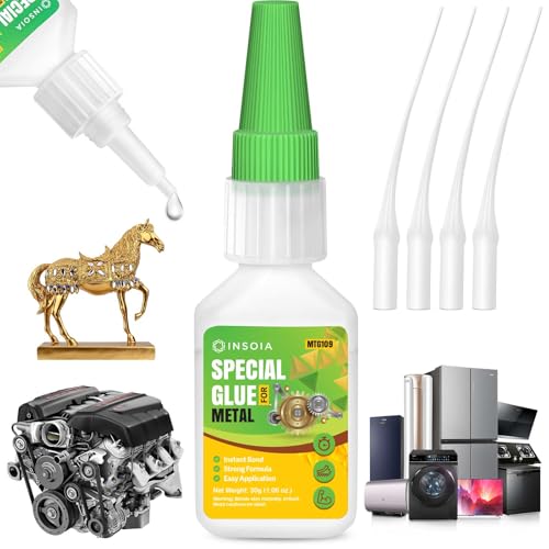 INSOIA Super Metal Glue Clear, 20g, Strong Bond, with Precision Tips