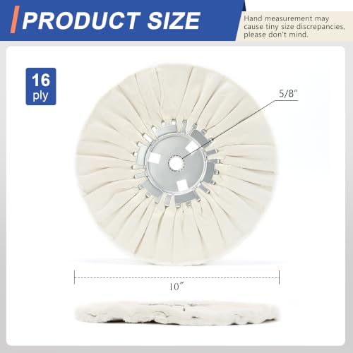 10" 16 Plys White Airway Buffing Wheel, 5/8'' Arbor Hole, Medium Cut for Angle Grinder, High-Efficiency for Aluminum, Stainless Steel & Chrome 1 pcs - color: Fine 1pcs