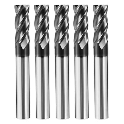 5pcs 1/8" Carbide Square End Mill Bits Set for Alloy Stees/Hardened Steels,Hrc55 Micro Grain Carbide Milling Cutter 4Flute CNC Router Bits with AlTiN Coating - size: 1/8 in
