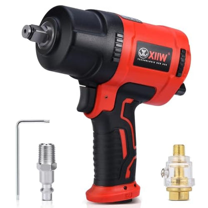 XIIW 1/2 Inch Air Impact Wrench, Max Torque 1560 ft-lbs with 1/4 Inch Mini in-Line Oiler Lubricator