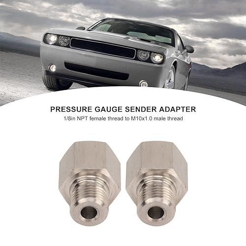 Ejoyous Oil Pressure Gauge Sensor Adapter, 1/8in NPT Female to M10 X 1.0 Male Pressure Gauge Sender Adapter Stainless Steel Leakproof Universal for Cars