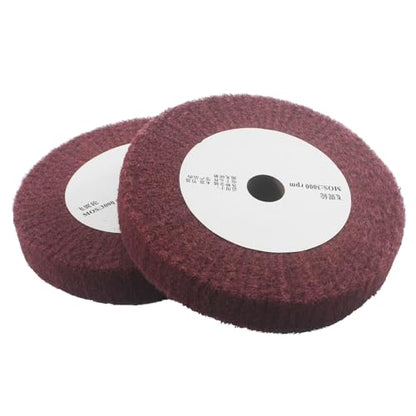 2 Pcs 6'' Non-Woven Polishing Wheels 4/5" Arbor 320 Grit - style: 2pc 6''x1'' Red