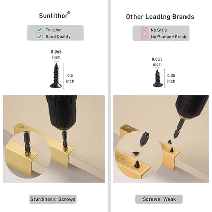 Brushed Brass Edge Finger Tab Pull for Cabinets Kitchen Concealed Aluminum Bathroom Closet Handles Bar Drawer pulls 10Pack 11.81inch 300mm Overall Length Easy to Install - color: Brushed Brass, size: 10"Hole Center 11.81" Overall Length