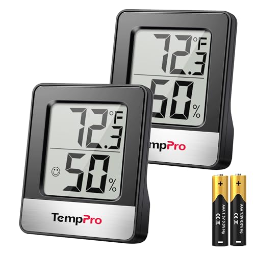TempPro TempAir 2 Pack Hygrometer Indoor Humidity Meter, Room Thermometer - color: Black Indoor Thermometer