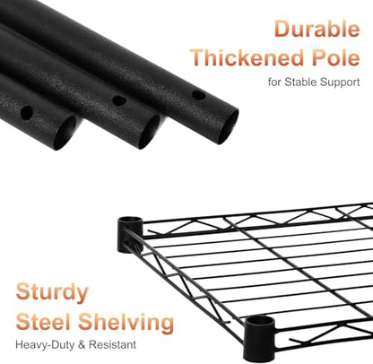Storage Shelves - 5 Tier Metal Shelving Unit, 14" D × 36" W × 72" H - color: Black, size: 14"D X 36"W x 72"H, 5 Tier