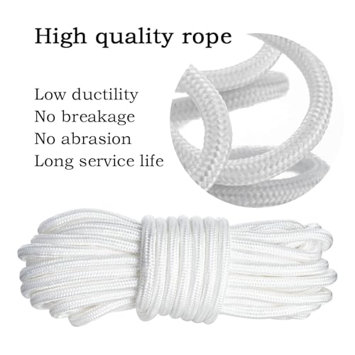 Cable Pulley Block Heavy Duty Stainless Steel, Bearing Inside with 32ft Nylon Rope and 2 Hooks,Swivel Single Pulley Wheel,Good for Pulley Lifing System,Loading 551lb