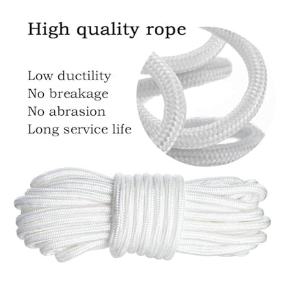 Cable Pulley Block Heavy Duty Stainless Steel, Bearing Inside with 32ft Nylon Rope and 2 Hooks,Swivel Single Pulley Wheel,Good for Pulley Lifing System,Loading 551lb