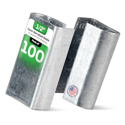 IDL Packaging Open Serrated Seals of 1.25" Length for 1/2" Strap Width Polyester (PET) Strapping (Pack of 100) - Increased Load Securement Due to Serrated Design of Strapping Clips - color: Pack of 100, size: 1/2"