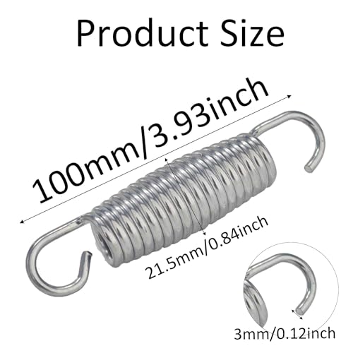 2Pcs Extended Tension Spring Wire Diameter 0.12", OD 0.87", Free Length 4" Steel Compressed Springs Heavy Duty with Dual Hook or Replacement Parts,Machinery Furniture - size: 3*22*100mm