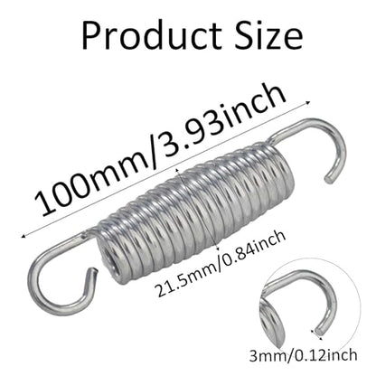 2Pcs Extended Tension Spring Wire Diameter 0.12", OD 0.87", Free Length 4" Steel Compressed Springs Heavy Duty with Dual Hook or Replacement Parts,Machinery Furniture - size: 3*22*100mm