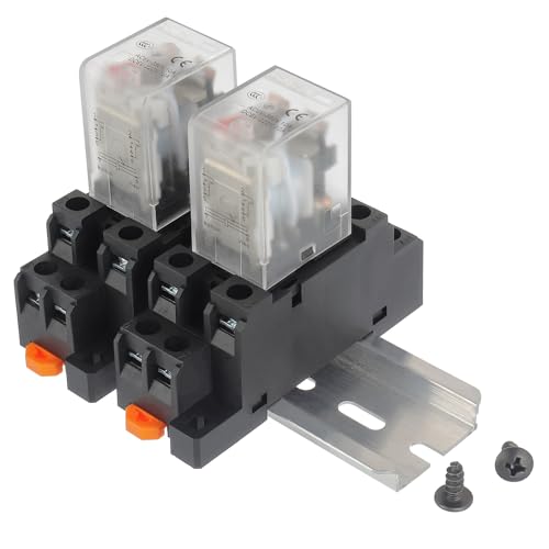 AC 12V Electromagnetic Power Relay HH52P JQX-13FL 62PL Coil 8 Pin 10A DPDT LED Indicator with Plug-in Terminal Socket and DIN Slotted Aluminum Rail - size: 8Pin-10A-AC12V
