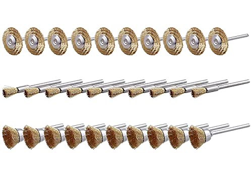SUJAYU 30 Pc Brass Wire Wheel for Buffing, Wire Wheel Drill Attachment