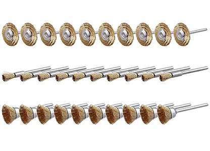 SUJAYU 30 Pc Brass Wire Wheel for Buffing, Wire Wheel Drill Attachment