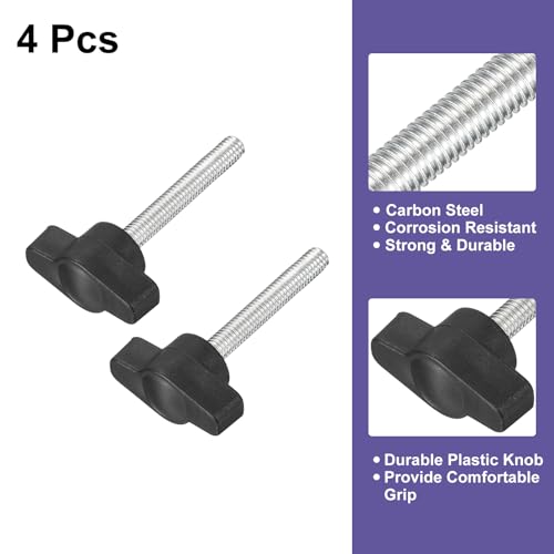 uxcell 4Pcs Clamping Screw Knob, M5 x 35mm Metric Carbon Steel t Shaped Thumb Screws Handle for Quick Remove Hand Tightening Knob Replacement - size: M5 x 35mm