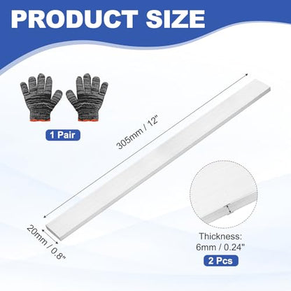 uxcell Square Aluminum Flat Bar with Gloves 0.24"x0.8"x12"/6x20x305mm 2Set - size: 0.24" x 0.8" x 12"/6 x 20 x 305mm