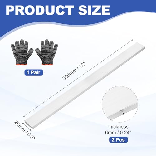 uxcell Square Aluminum Flat Bar with Gloves 0.24"x0.8"x12"/6x20x305mm 2Set - size: 0.24" x 0.8" x 12"/6 x 20 x 305mm