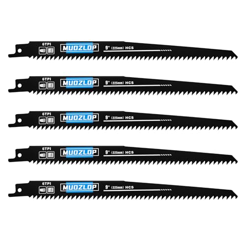 5Pack 9inch 6TPI Woodcutting Reciprocating Saw Blades Set - size: 6TPI/9 inch