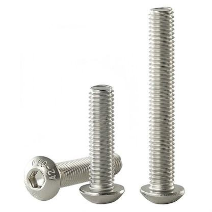 M10x1.5 Bolt, M10 x 60mm Button Head Socket Cap Bolts Screws,304 Stainless Steel(A2-70), Allen Hex Drive, Bright Finish, Fully Threaded, Quantity 6 - size: M10 x 60mm(6PCS)