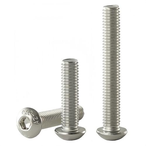 M10x1.5 Bolt, M10 x 75mm Button Head Socket Cap Bolts Screws,304 Stainless Steel(A2-70), Allen Hex Drive, Bright Finish, Fully Threaded, Quantity 6 - size: M10 x 75mm(6PCS)