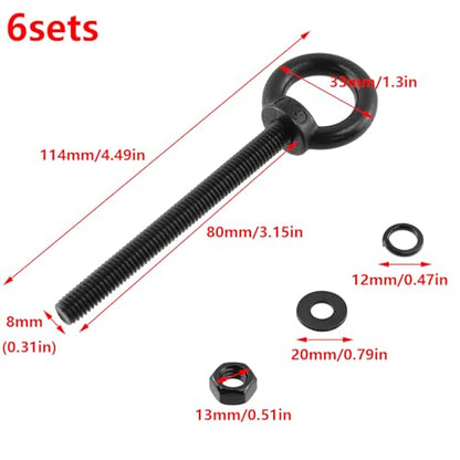 Antrader Lifting Shoulder Eye Bolts,M8 x 80mm,Stainless Steel,Black,6 Sets - size: M8 x 80mm