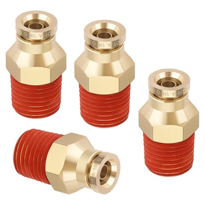 DOT Approved Male Straight Brass Union 1/4" Tube x 1/4" NPT, 4PCS - size: 1/4" OD x 1/4" NPT