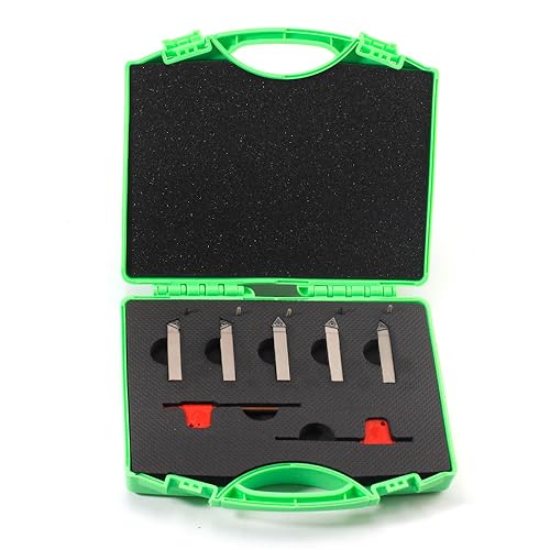 Mini Indexable Lathe Turning Tool-5/16" Shank Nickel Plated 5 Pieces Carbide Turning Tool Set,Metal Lathe Cutting Tools with Carbide Inserts TCMT090204 (TCMT731)