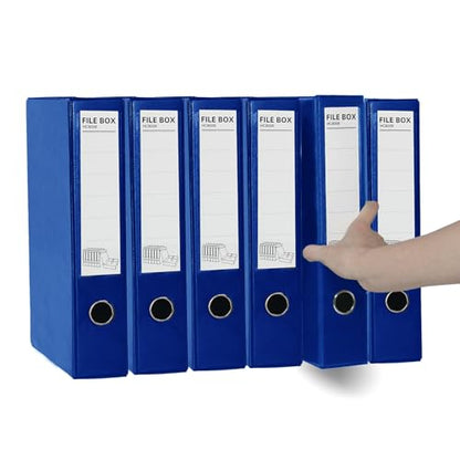 6 Pack Foldable Plastic Box Files A4 with Metal Clip (Blue - color: blue, size: with clip