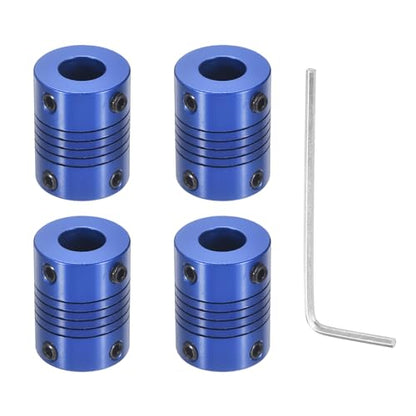 Flexible Shaft Coupling(5mm|9mm): 4 Pcs Blue Aluminum Alloy - color: Blue, size: 5mm x 9mm (19mm OD, 25mm L)