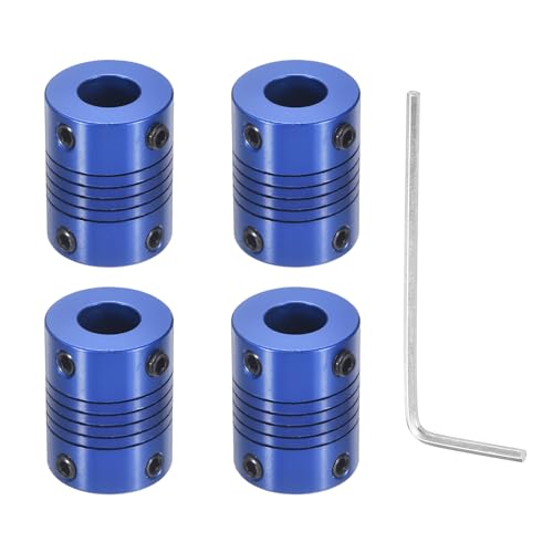 Flexible Shaft Coupling(5mm|9mm): 4 Pcs Blue Aluminum Alloy - color: Blue, size: 5mm x 9mm (19mm OD, 25mm L)