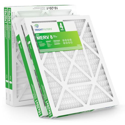 TRIGHTFILTERS 16x20x1 Air Filter 4 Pack, MERV 8 Filter Replacement - size: 16x20x1-4pack
