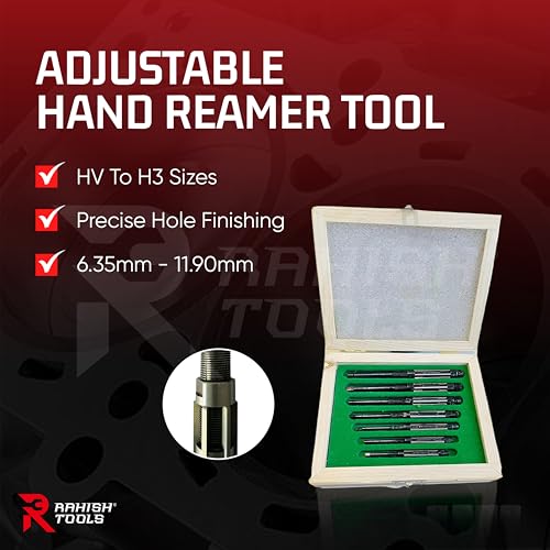 Adjustable Hand Reamer Tool HV-H3 for Metal & Wood Repairs, 1/4" to 15/32" - size: HV to H3 - 7Pcs