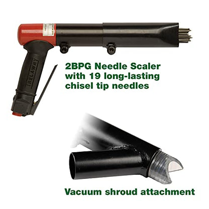 CS Unitec | 123.2199 VS | Industry Standard 2BPG 19-Needle Scaler with Vacuum Shroud – Reliable Performance for Any Job – Made in England - style: 2BPG VS