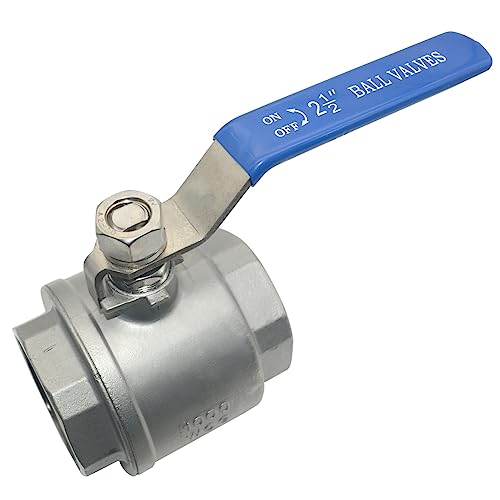DAN SPEED 2-1/2" NPT Female 316 Stainless Steel Full Port Ball Valve Vinyl Handle WOG1000 (2-1/2 inch) - size: 2-1/2 inch 1 piece