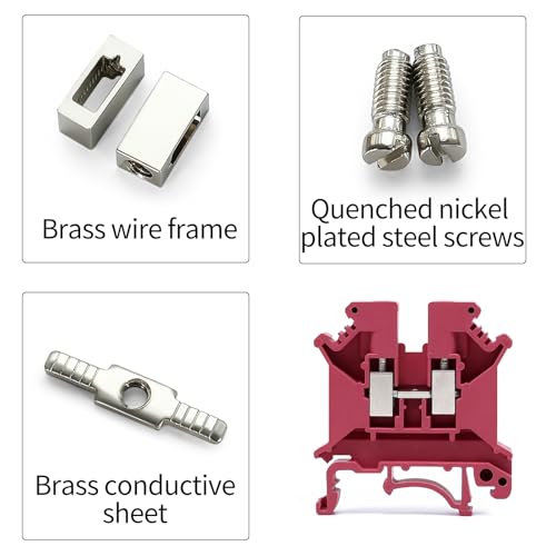 100pcs Red UK-5N Din Rail Wire Terminal Blocks Ground Wide Application for 800V 41A 24-10AWG 4mm Electrical Distribution Box Connector Screw Solar Power System Project PLC Industrial Control - color: 100pcs Red UK5N