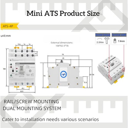AC220V 63A 4P Automatic/Manual Transfer Switch ATS - size: ATS-220V-63A-4P