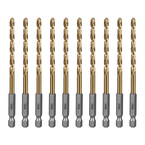 SALI Cobalt Drill Bit Set,10 Pack 3/16 Inch High Speed Steel Hex Shank Jobber Drill Bits, for Hardwood, Aluminum,Metal,Copper,Alloyed Steel - size: 3/16 in