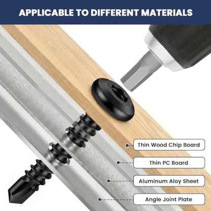 Mellewell #12 x 3/4" Flat Head Socket Cap Screws, Black, 100 PCS - color: Black, size: #12 x 3/4"