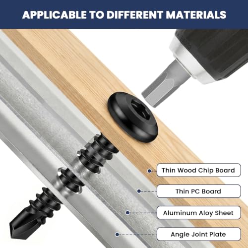 Mellewell #12 x 1-1/2" Flat Head Socket Cap Screws, Black, 100 PCS - color: Black, size: #12 x 1-1/2"