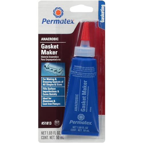 Permatex 51813 Anaerobic Gasket Maker, 50 ml Tube , Red, Packaging may vary. - size: Pack of 1, style: 50 ml