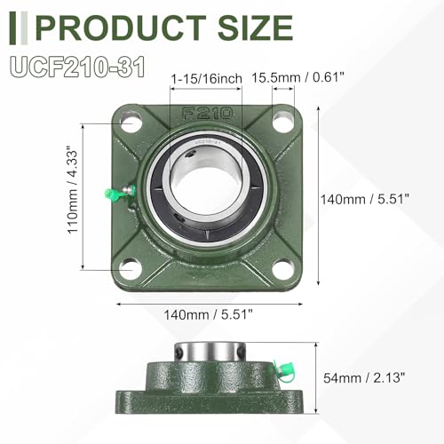uxcell UCF210-31 Pillow Block Bearings,1-15/16 inch Bore(ABEC3) - size: UCF210-31 (1-15/16 inch)