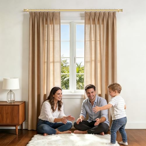 TONIAL Curtain Rods for Windows, 32 to 86 Inch, Gold, Single Drapery Rod - color: Gold, size: 32-86"