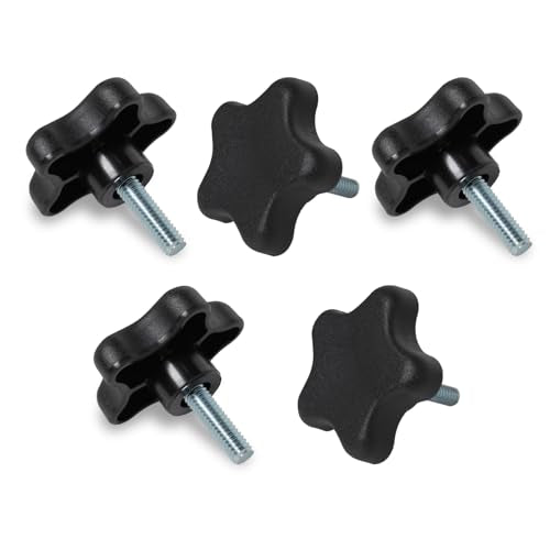 POWERTEC 5 Pack 5/16"-18 5 Star Knobs with 1" Threaded Stud, Thumb Screw Knobs with bolts for Lawn Mower, Umbrella Base, Woodworking Tools & Jigs, Clamps (QNB3007) - style: 5/16", 5-Star, 1" Stud