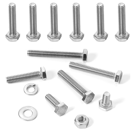 1/4-20 x 1 Hex Bolts, with Hex Nuts, Flat & Lock Washers Kit - size: 1"